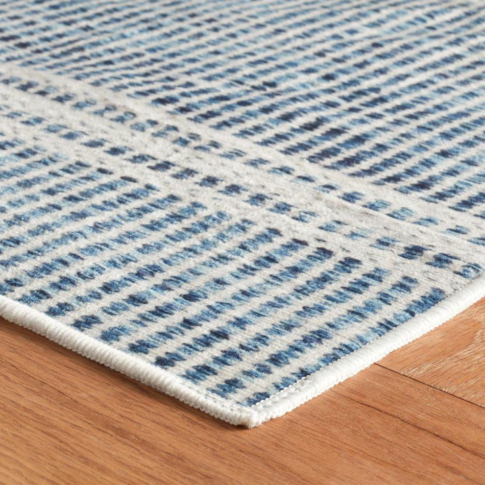 Dash & Albert Malta Blue Machine Washable Rug, Blue, 4' x 6'