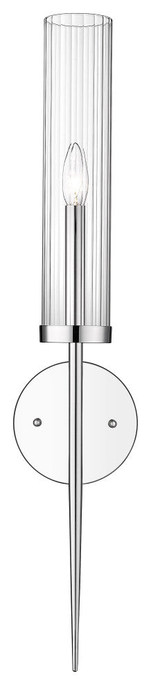 1-Light 6" Chrome Iron Wall Sconce With A Glass Shade