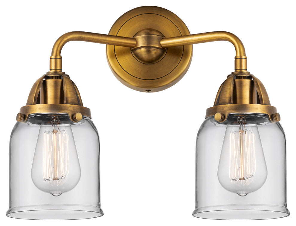 Small Bell Bath Vanity Light, Brushed Brass, Clear, Clear
