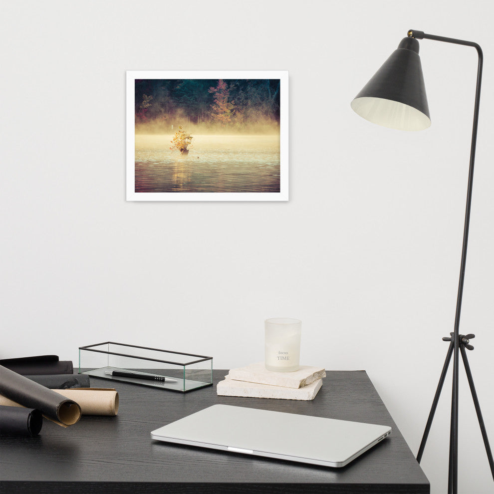 Golden Mist on Waples Pond Framed Photo Paper Wall Art Prints, White, 11" X 14"