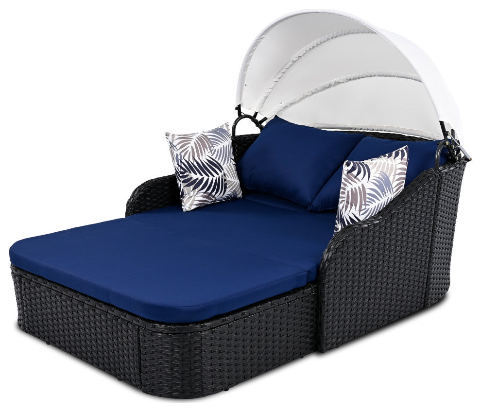 TATEUS 79.9" Outdoor Sunbed , Black+blue