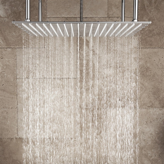 Monreale 20"x40" Brushed Nickel Rainfall Shower System and 3 Body Jets, Non Led