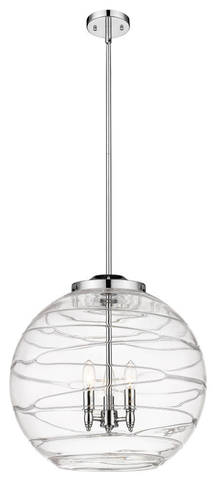 Deco Swirl Pendant, Polished Chrome, Clear Deco Swirl, Clear Deco Swirl