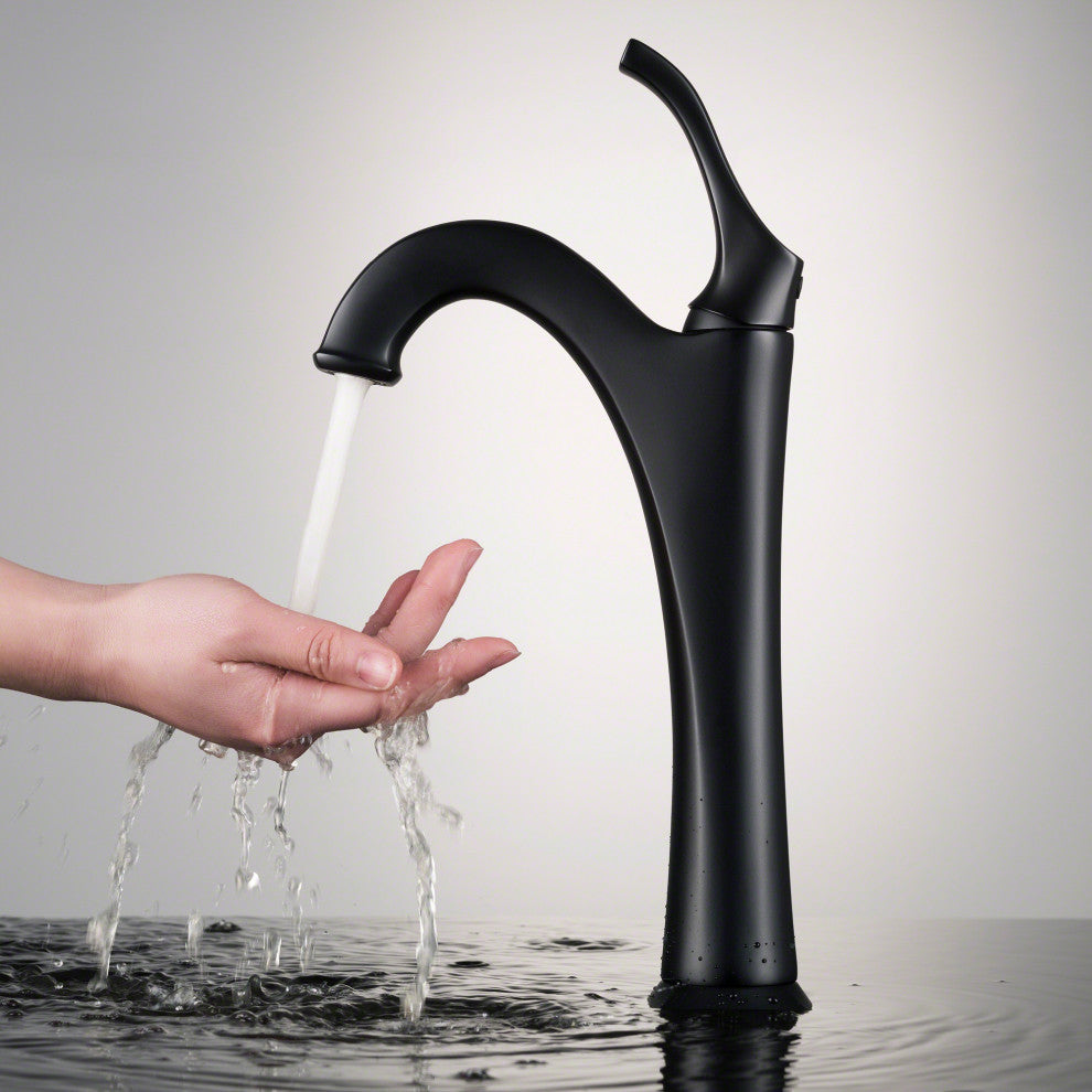 Kraus Arlo Single Handle Vessel Faucet, Pop Up Drain, Rubbed Bronze, Set of 2