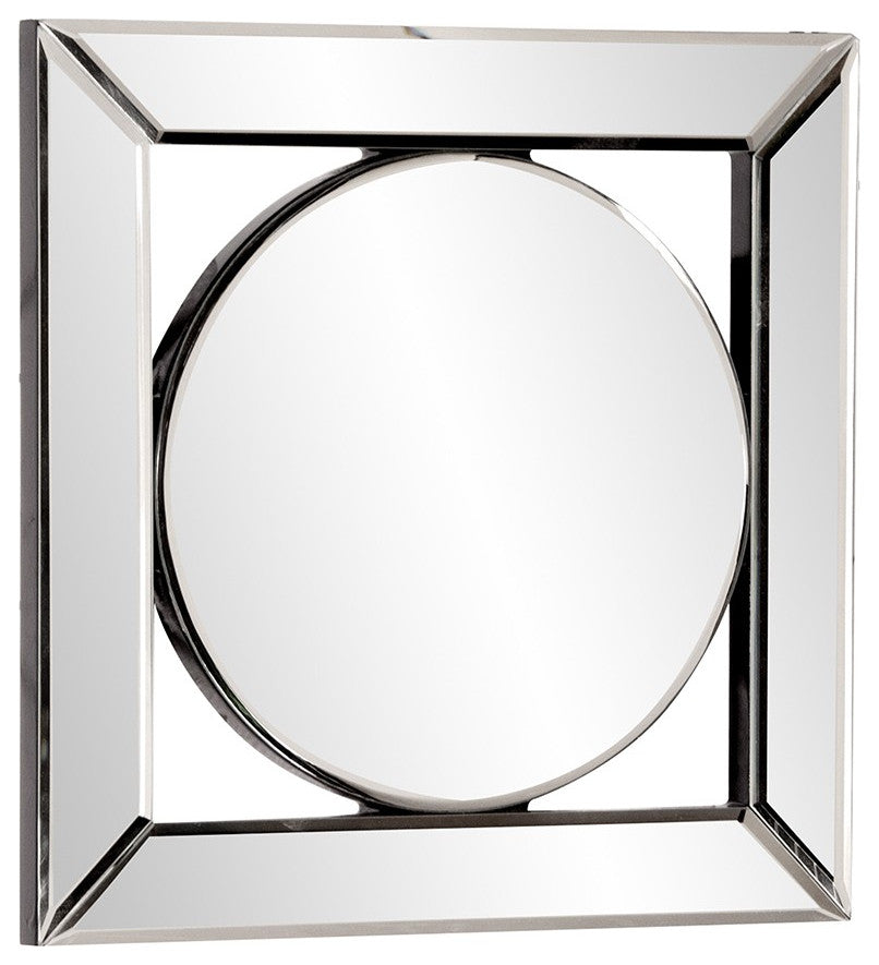 HomeRoots Square Mirror With Center Round Mirror