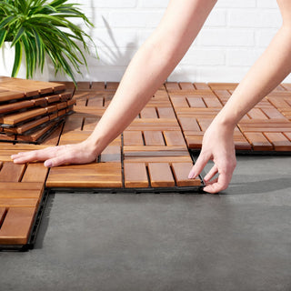 Safavieh Outdoor Hanoi Wooden Floor Tile- 12 Slats-Acacia Natural