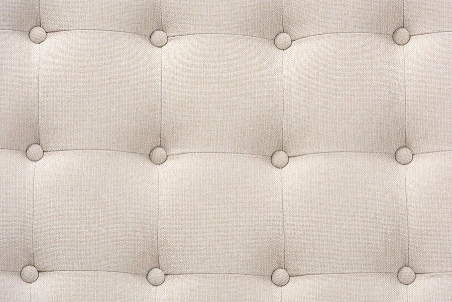 Henrik Beige Fabric Walnut Finished Cocktail Ottoman