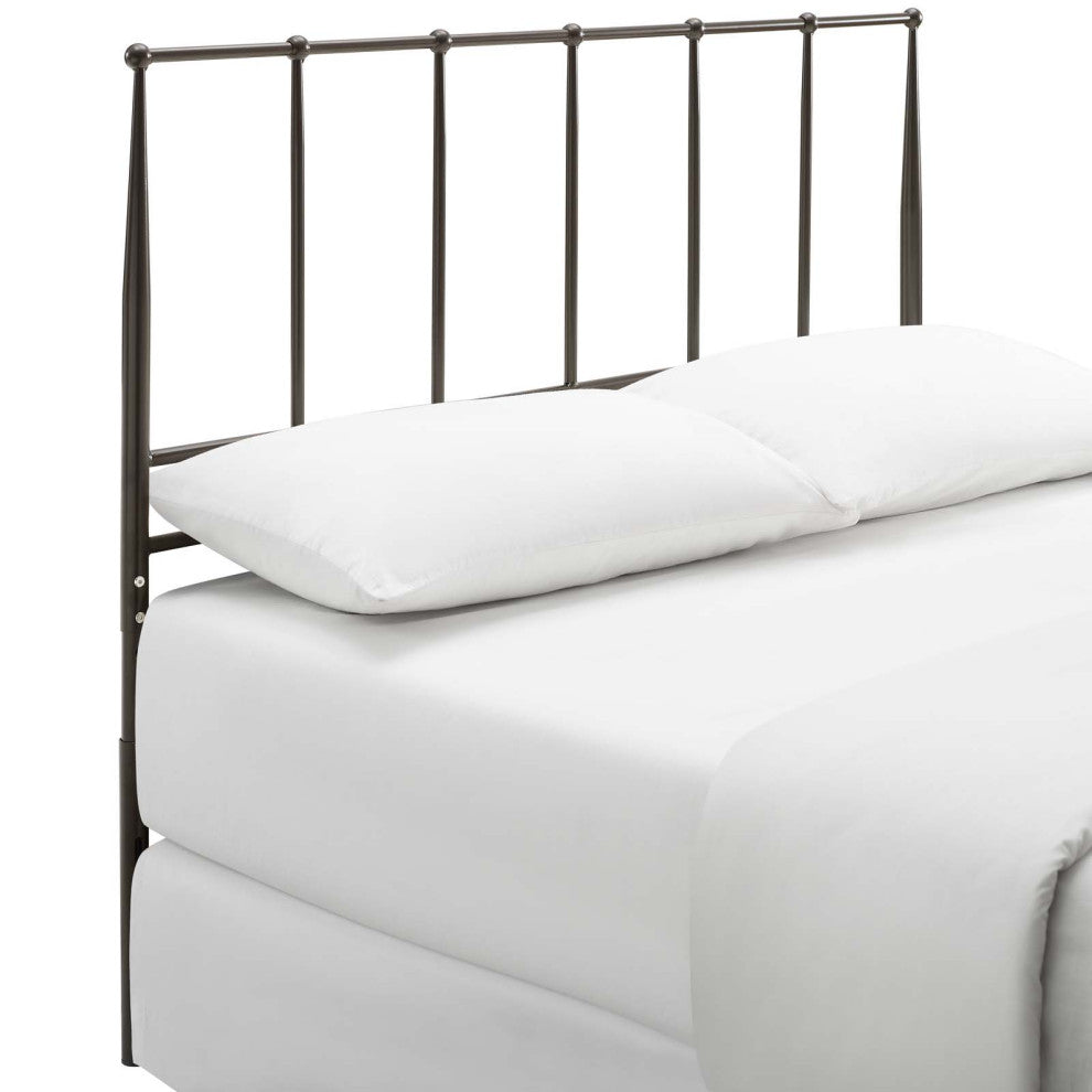 Kiana Queen Metal Stainless Steel Headboard Brown