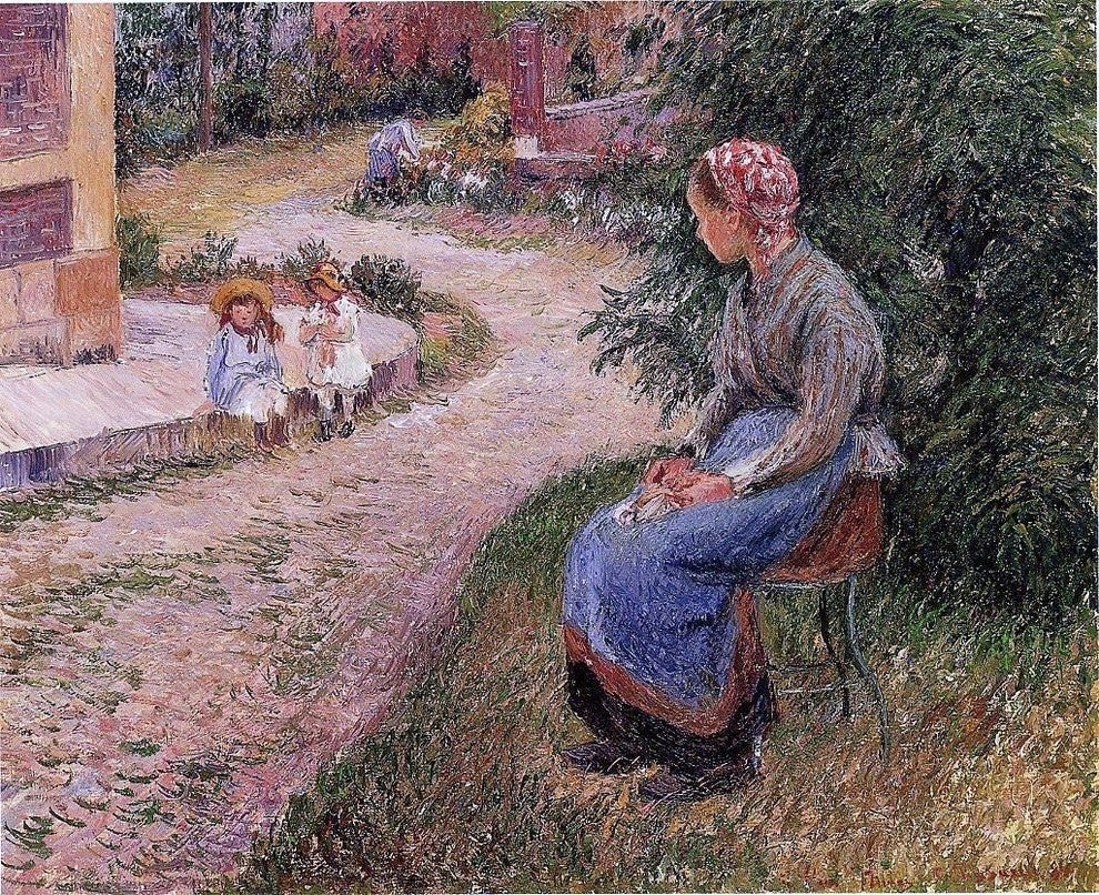 Camille Pissarro A Servant Seated in the Garden at Eragny Gallery Wrapped Canvas