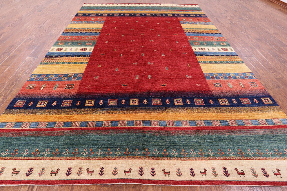 8' 4" X 12' 0" Tribal Persian Gabbeh Handmade Wool Rug Q4892