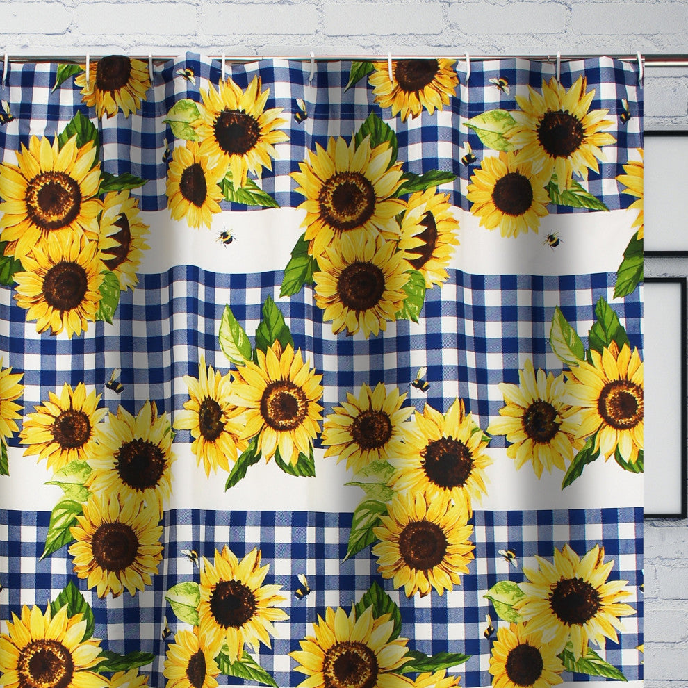 Barefoot Bungalow Sunflower Bath Shower Curtain, Gold 72x72
