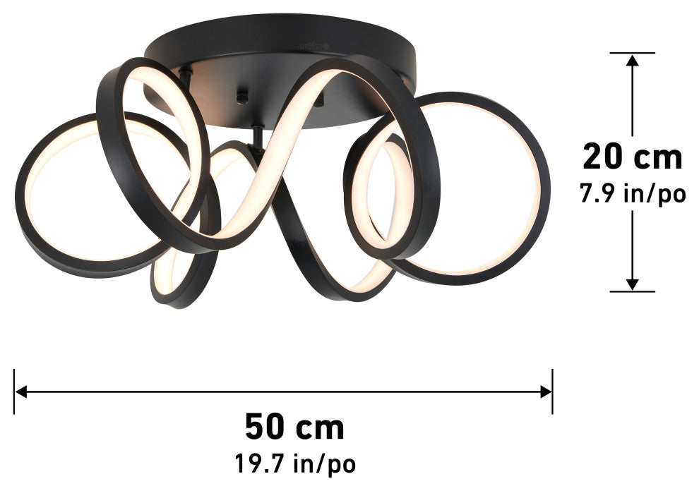 Artika Ribbon Ceiling Flushmount Light, Black