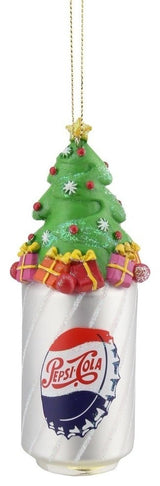 4.75" Silver Pepsi Bottle Cap Can With Christmas Tree Ornament