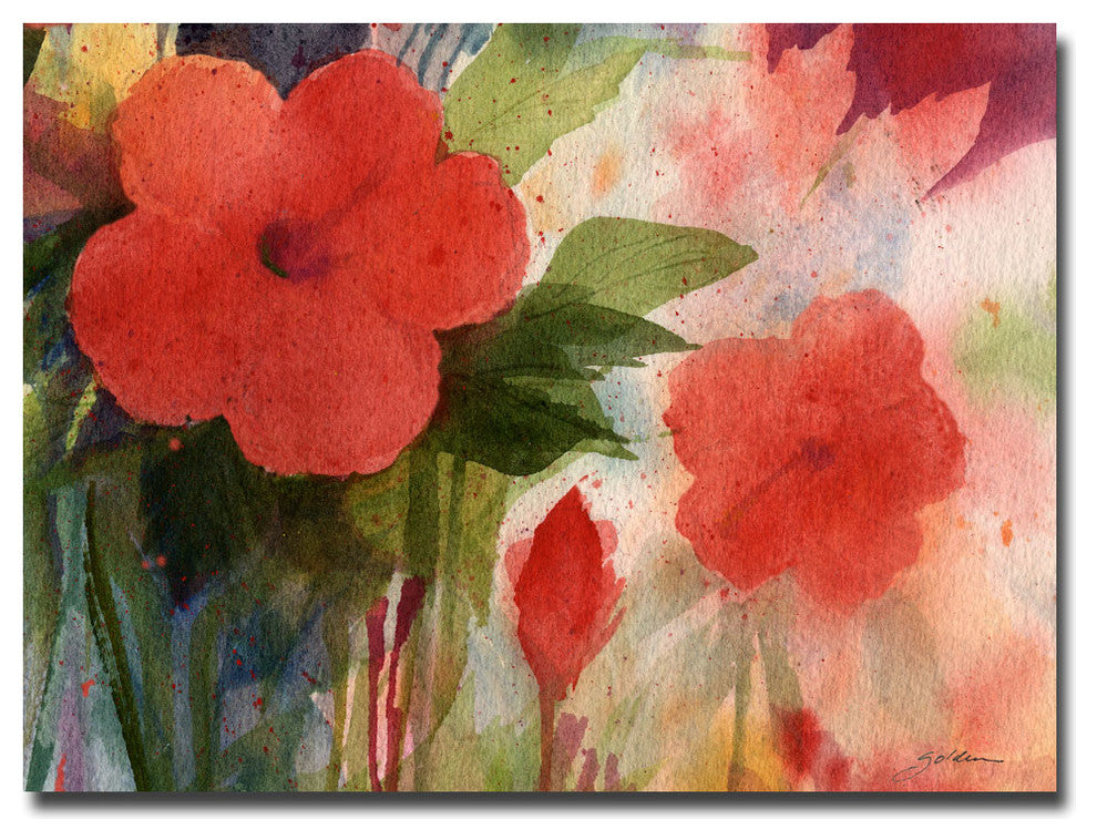 'Red Blossoms' Canvas Art by Sheila Golden