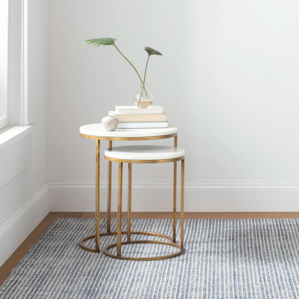 Dash & Albert Homer Blue Hand Loom Knotted Wool/Viscose Rug, Blue, 3' x 5'