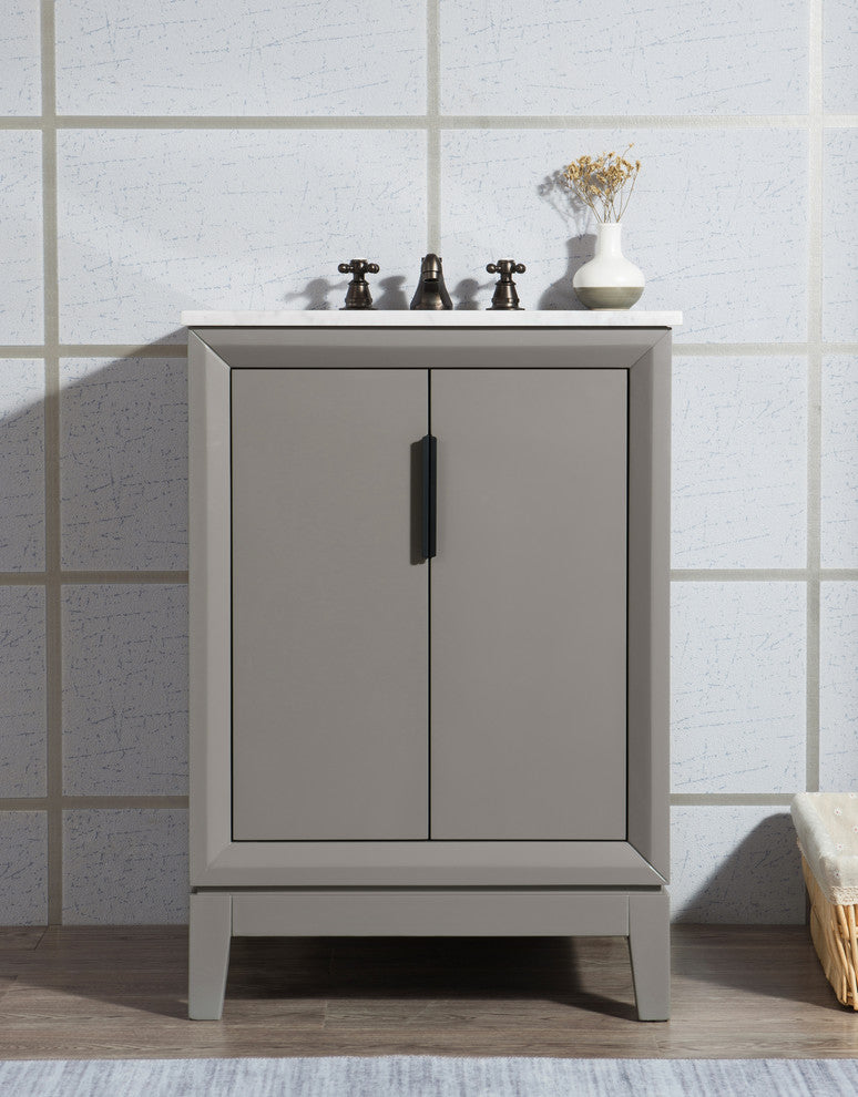 Elizabeth 24" Single Sink Carrara White Marble Vanity, Cashmere Gray