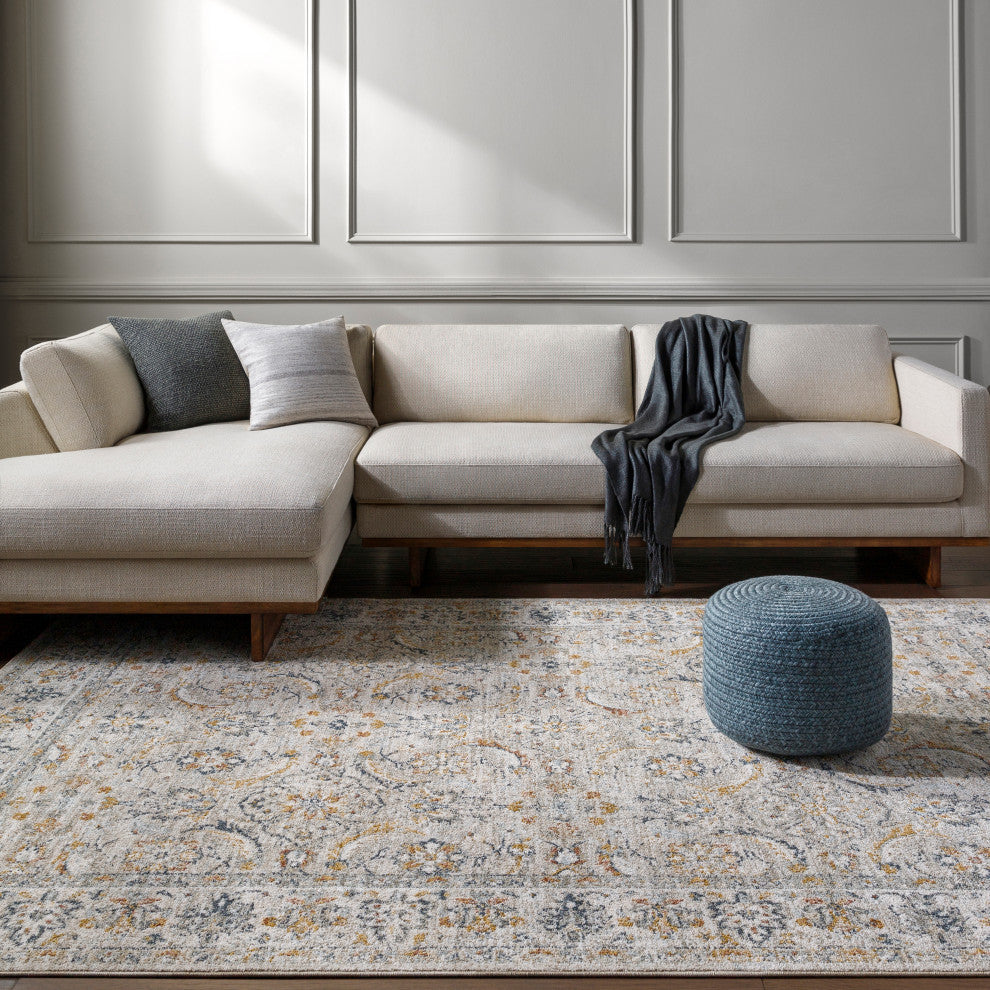Surya Beckham BCM-2319 Machine Woven Area Rug, Light Slate, 2'7" x 7'3"