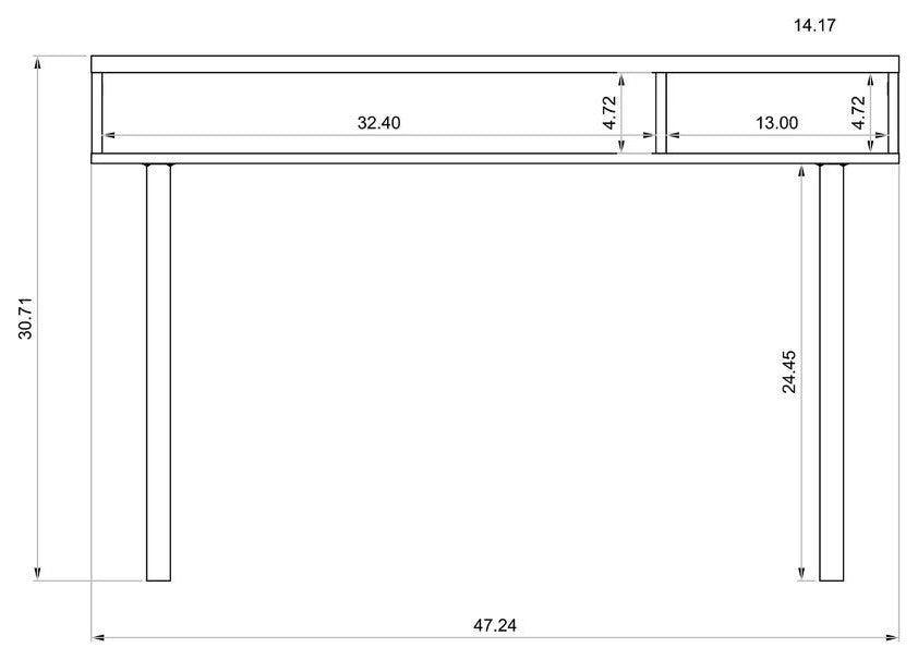Windsor 47" Console Accent Table, Off White and Nature