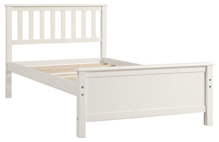 Gewnee Wood Twin Size Platform Bed with Headboard and Footboard in White