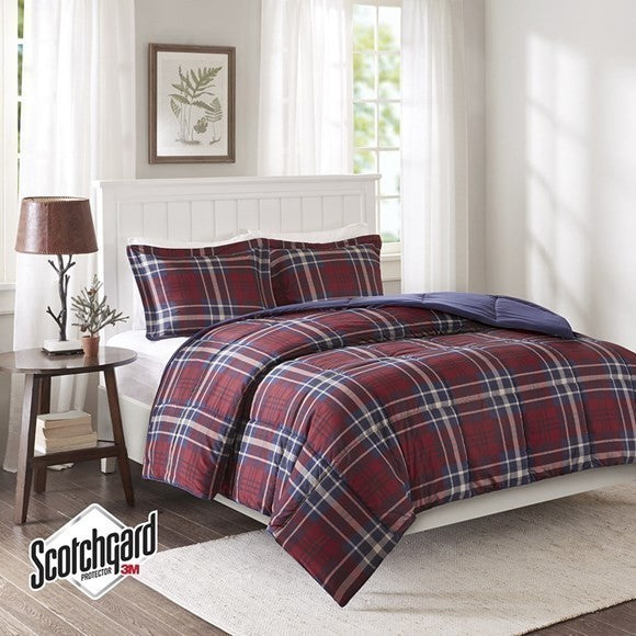 Madison Park Microfiber With 3M Moisture Management Comforter Mini Set, Red, Ful