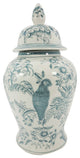 18" Blue Chinoiserie Ceramic Jar
