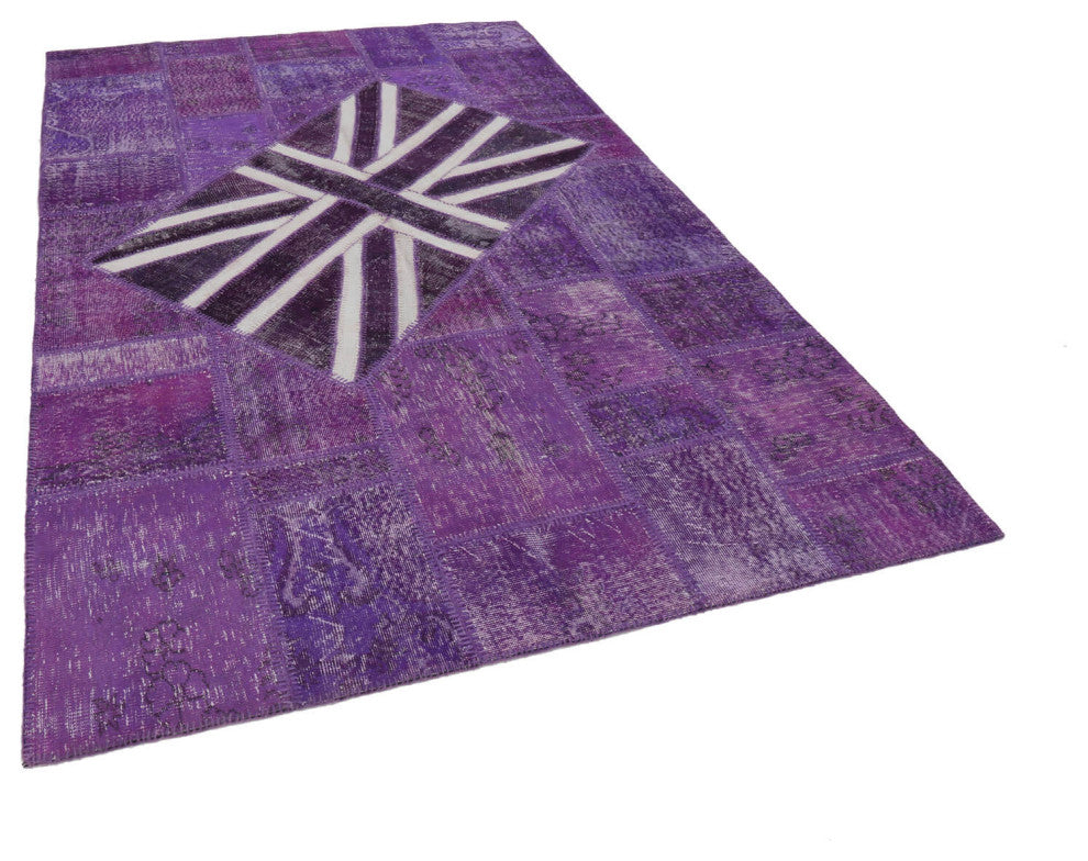 Rug N Carpet - Hand-knotted Anatolian 6' 7'' x 9' 11'' Flag Patchwork Rug