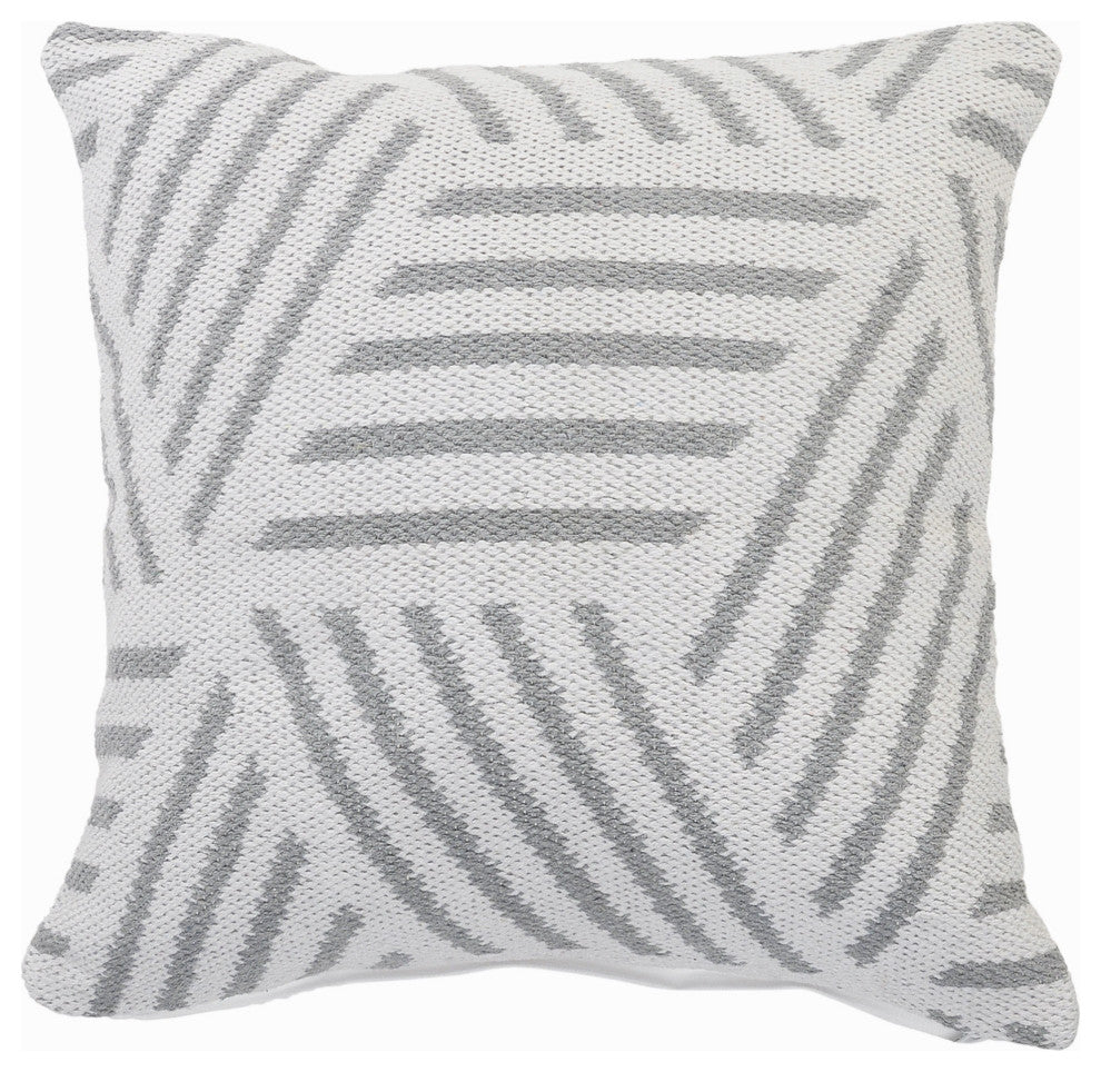 Geometric Striped Throw Pillow, Gray