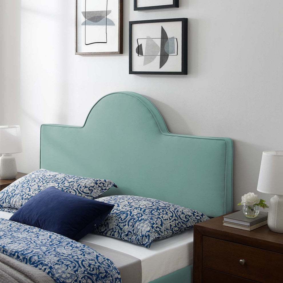 Headboard, Twin Size, Velvet, Blue, Modern Contemporary, Bedroom Master Suite