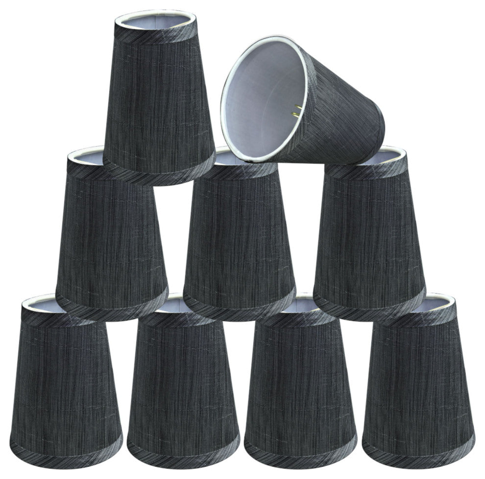 32651-9 Hardback Empire Chandelier Clip On Lamp Shade Gray & Black 2 1/2"x4"x5"