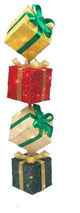 45" Lighted Sisal Gift Box Tower Christmas Yard Art Decoration