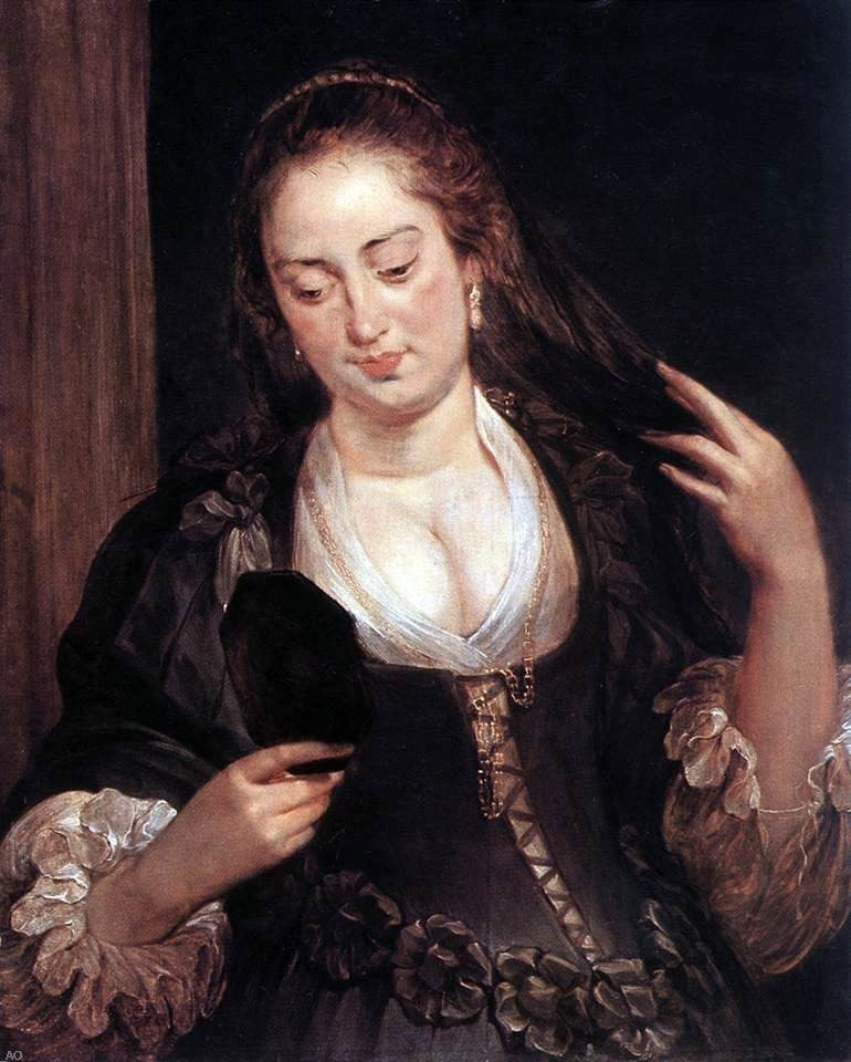 Peter Paul Rubens Woman With a Mirror, 20"x25" Wall Decal
