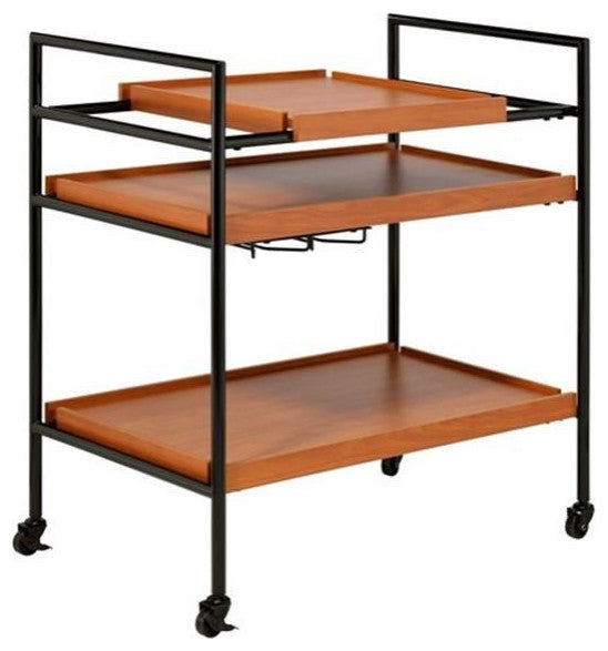 98675 Serving Cart, Honey Oak and Black