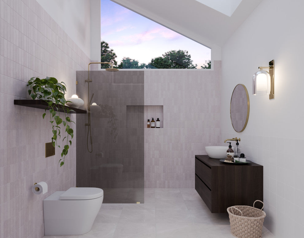 Ursa 36"x78" Frameless Single Glass Shower Panel, Gray Tint, Polished Brass