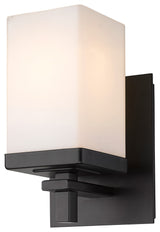 Golden Lighting DDDD-BA1 Maddox 8" Tall Bathroom Sconce - Matte Black / Opal