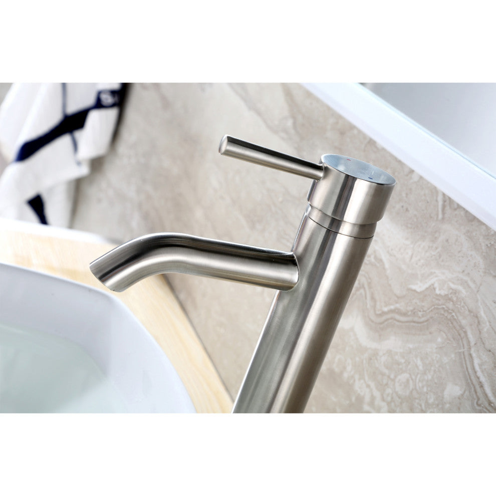 Luxier BSH03-T Single Hole Vessel Bathroom Faucet with Drain, Brushed Nickel