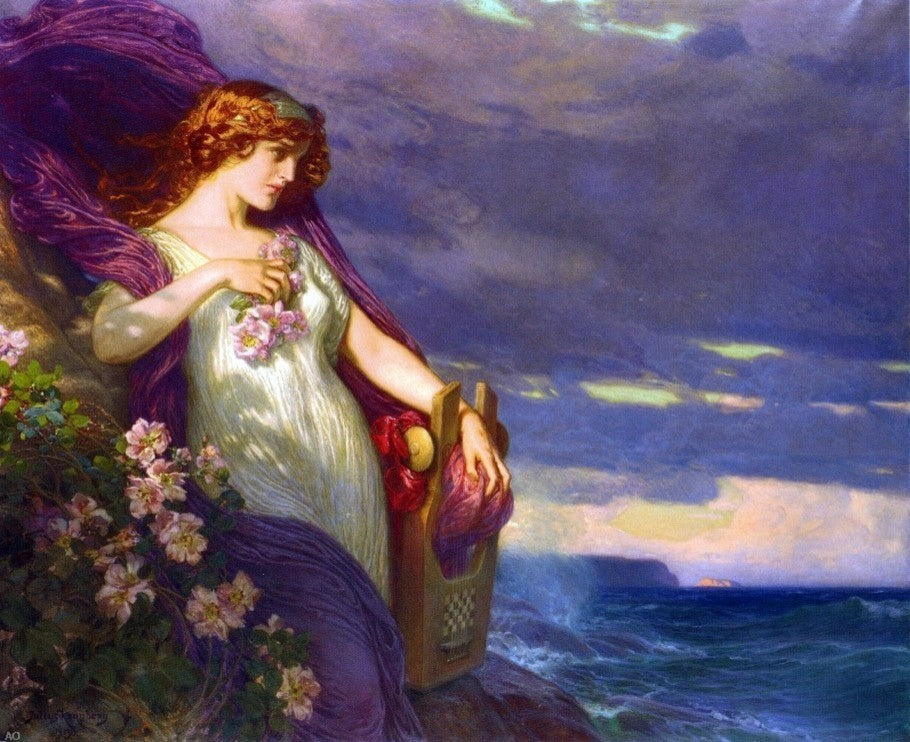 Julius Ferdinand Kronberg Sappho, 20"x25" Wall Decal Print