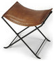 Foldable Brown Leather Stool