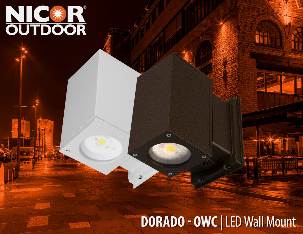 Dorado 22W Square LED Outdoor Wall Mount Cylinder Light, 3000K, White