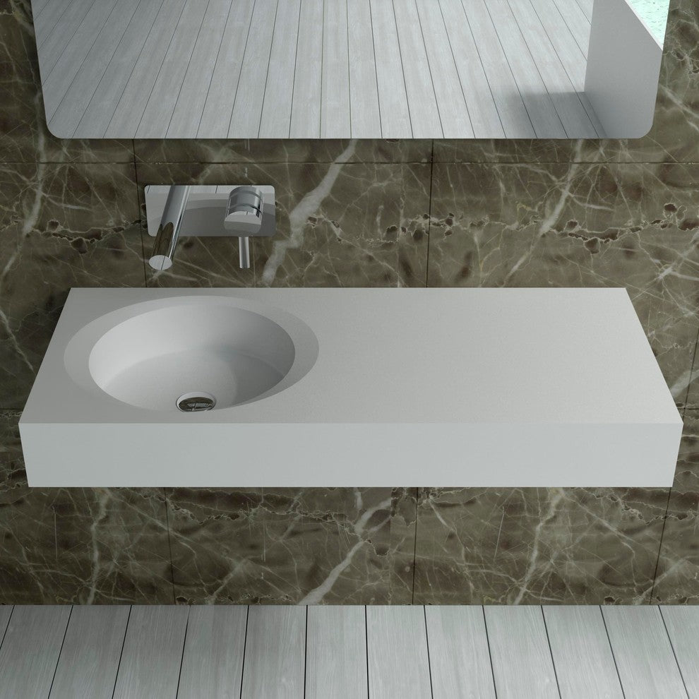 ADM Rectangular Countertop Sink, White, 39", Glossy White