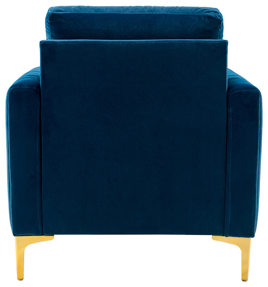 Contemporary Style Club Chair With Arms, Set of 2, Navy