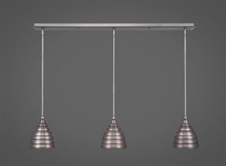 3 Light Mini Pendant, 6" Brushed Nickel Beehive Metal Shade
