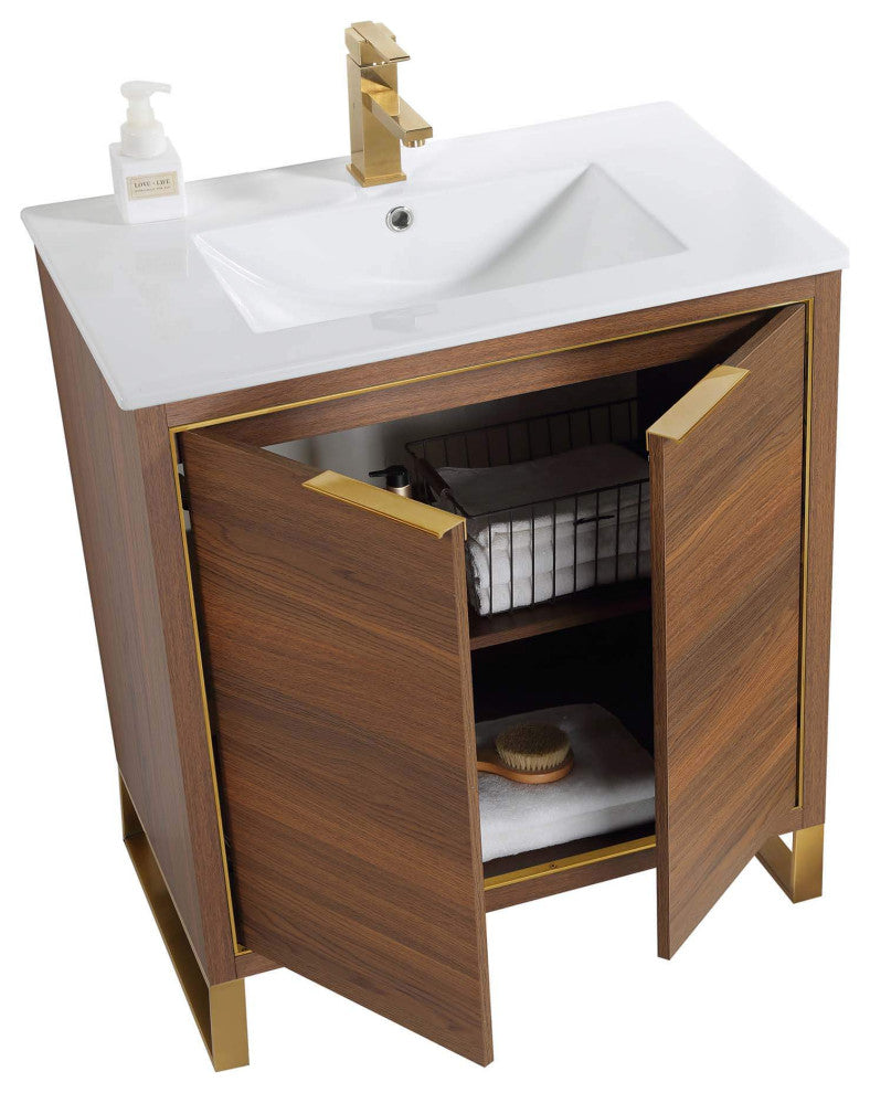 Fine Fixtures Opulence Collection Bathroom Vanity with White Ceramic Sink
