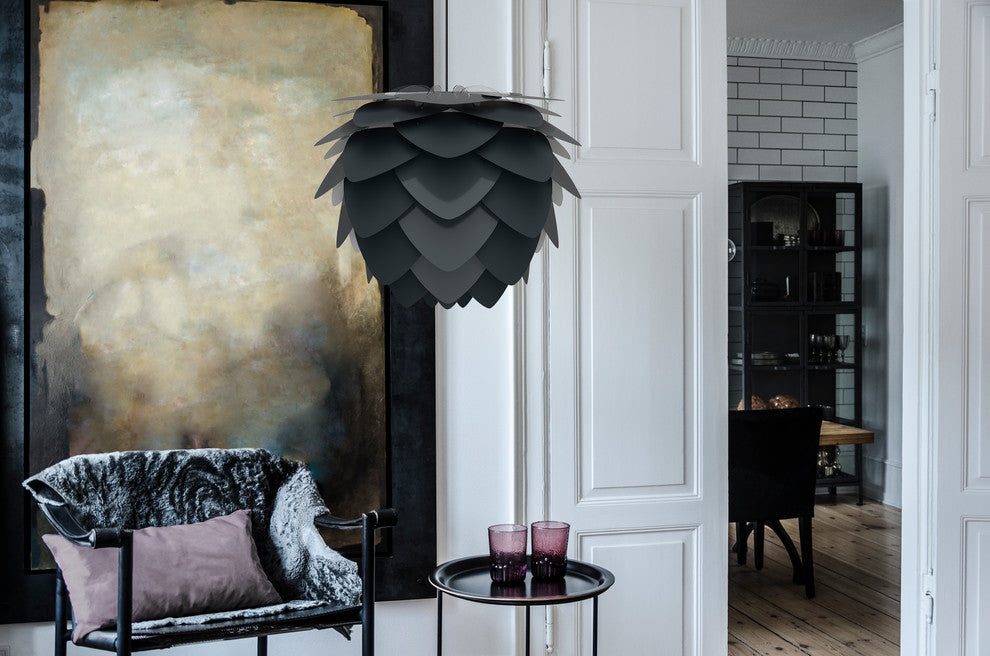 Aluvia Hardwired Pendant, Anthracite/Black, Medium