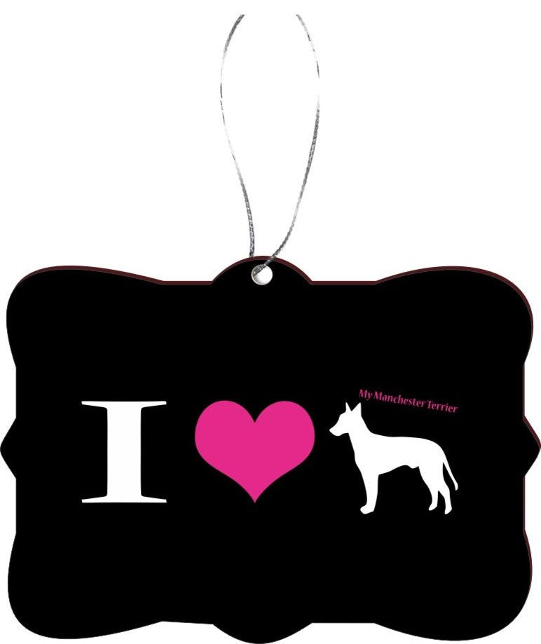 I Love My Manchester Terrier Dog Design Rectangle Christmas Tree Ornament