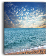 "Fasting Moving Clouds Over Blue Beach" Modern Beach Canvas Art Print, 12"x20"