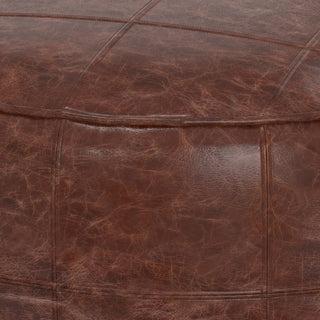 Connor Round Pouf, Distressed Brown