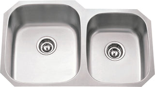 18" Gauge Undermount Stainless Steel Double Offset Left Bowl Sink