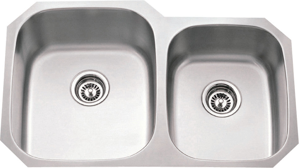 18" Gauge Undermount Stainless Steel Double Offset Left Bowl Sink