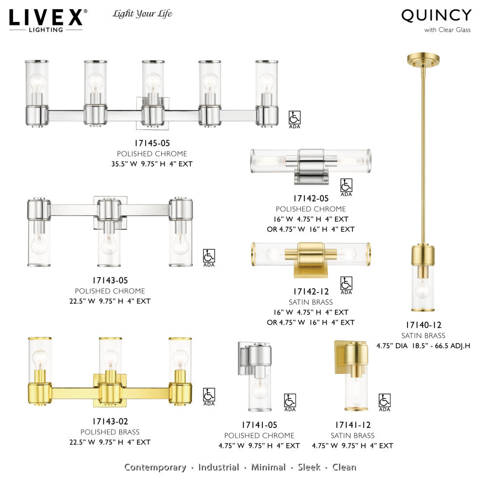 Livex Lighting Quincy 3-Light Polished Chrome Vanity Sconce