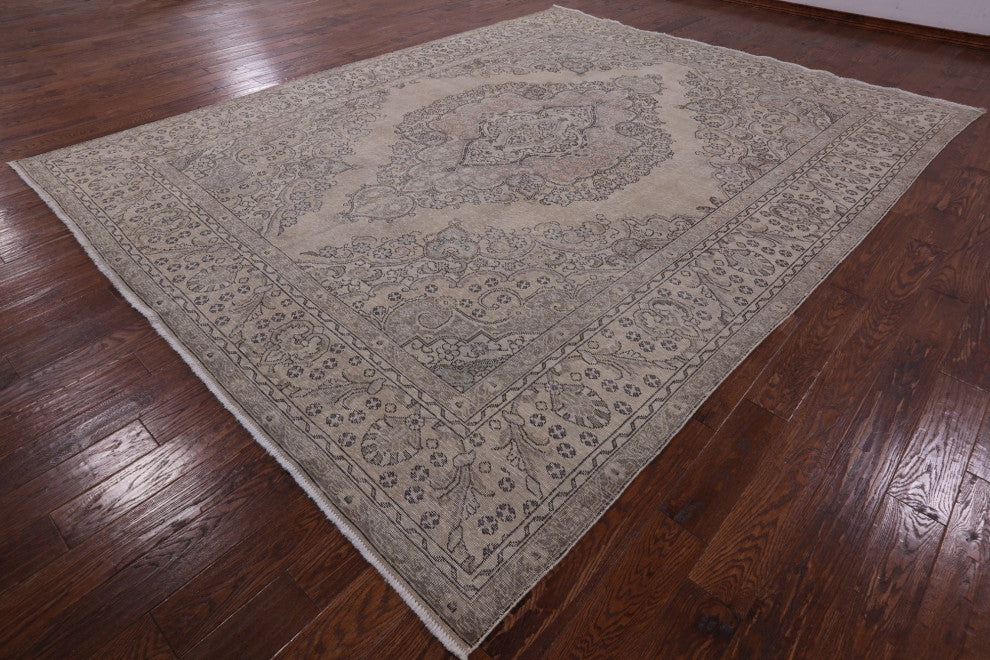 Persian Vintage White Wash Hand Knotted Rug 9' 9" X 12' 7" Q4712